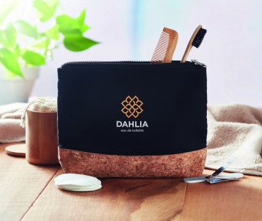 Logo trade promotional items image of: Cork & cotton cosmetic bag