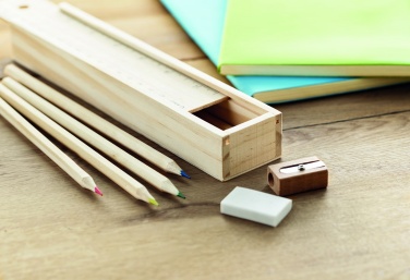 Logo trade business gifts image of: Stationery set in wooden box