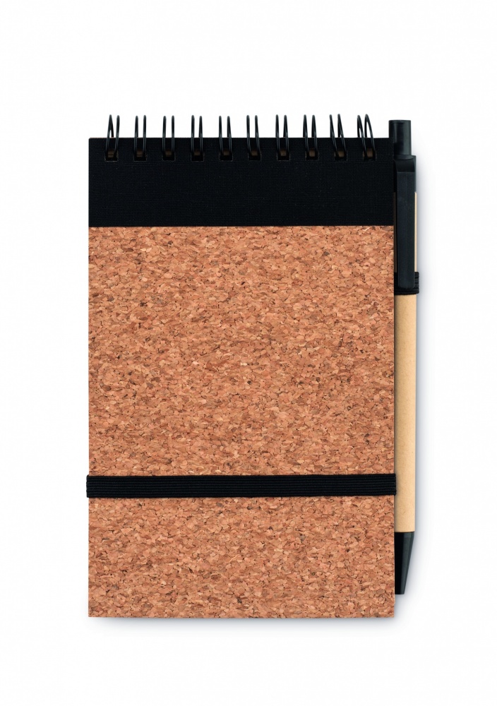 Logo trade promotional merchandise photo of: A6 Cork notepad with pen