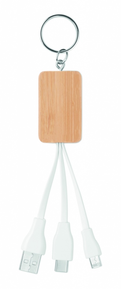 Logo trade corporate gift photo of: Bamboo 3-in-1 cable