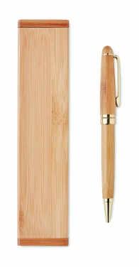 Logo trade promotional merchandise image of: Bamboo twist-action ballpoint pen in a box