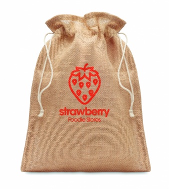 Logo trade promotional item photo of: Small jute gift bag 14 x 22 cm