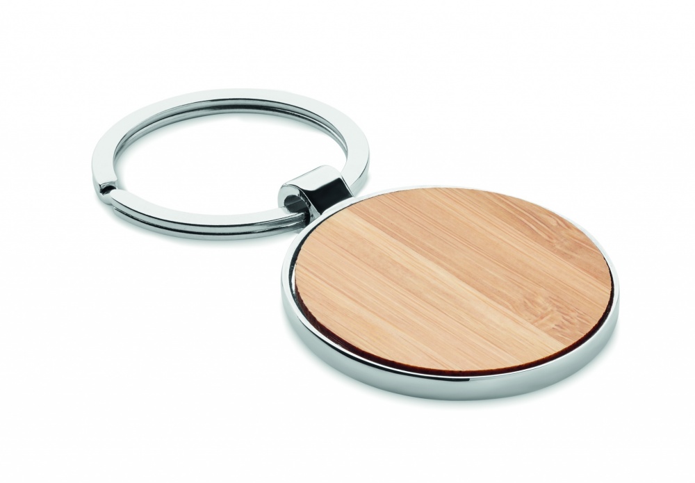 Logotrade business gift image of: Round key ring metal bamboo Dobele
