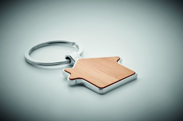 Logotrade corporate gift picture of: House key ring metal bamboo NORDIC