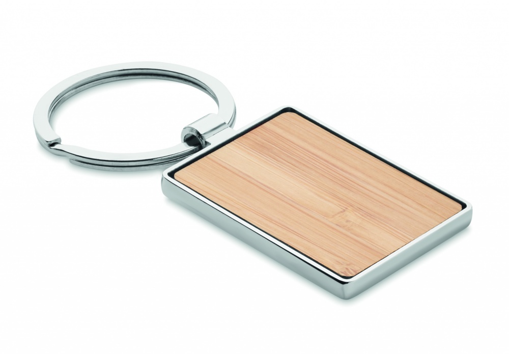 Logotrade promotional merchandise photo of: Rectangular key ring bamboo WEST