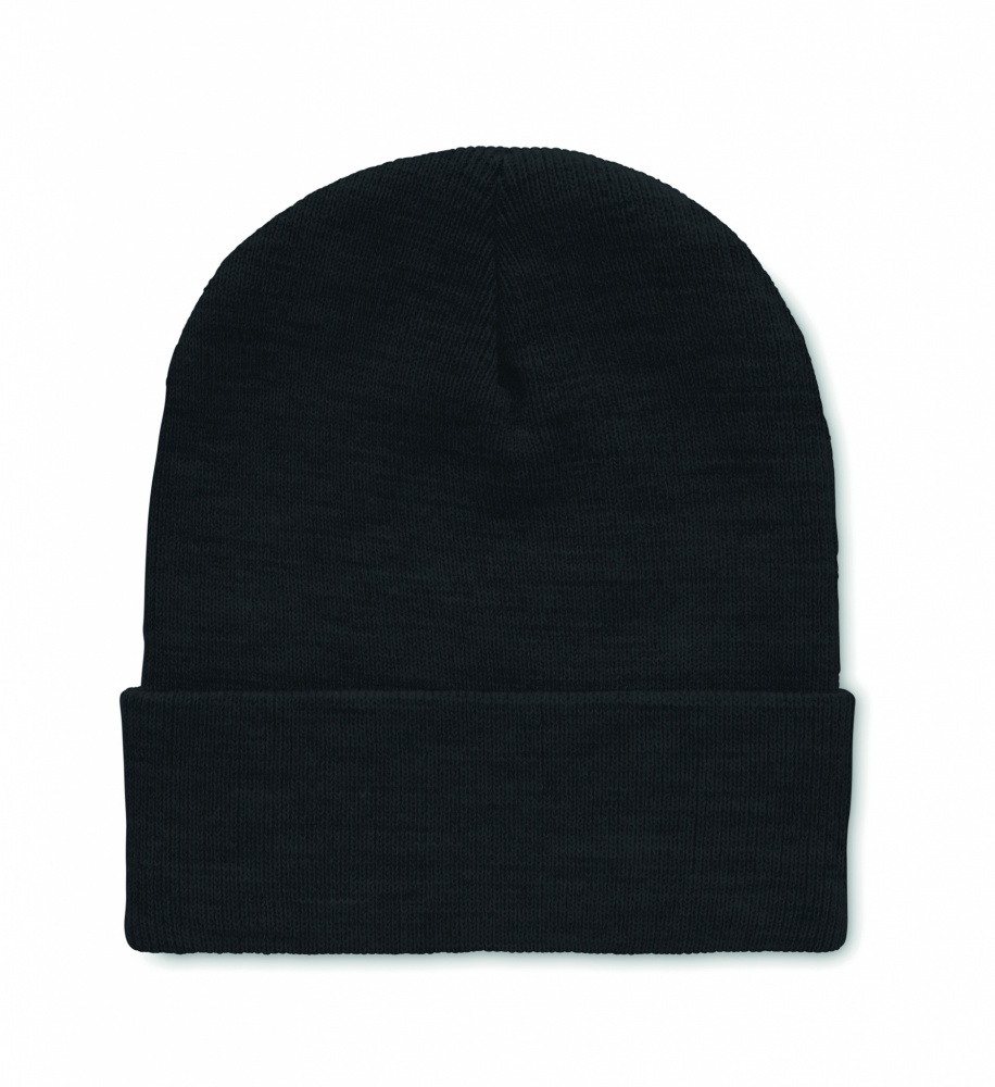 Logo trade promotional products image of: Beanie in RPET with cuff