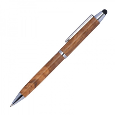 Logo trade promotional items image of: Wooden ballpen with touch function ERFURT