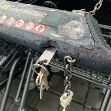 Logo trade promotional giveaway photo of: Keyring with shopping cart chip STICKIT