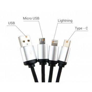 Logo trade promotional giveaways picture of: 3in1 cable with enlighted logo for engraving, RXD-368