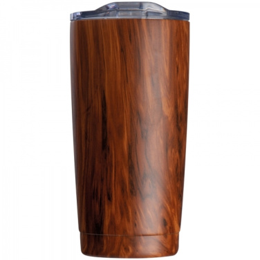 Logo trade promotional products image of: Stainless steel mug with wooden look COSTA RICA 550 ml