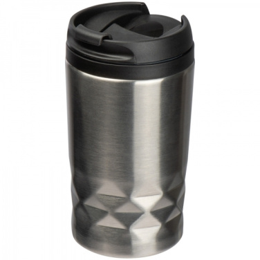 Logo trade promotional giveaways image of: Stainless steel mug with lid ROMA 250 ml