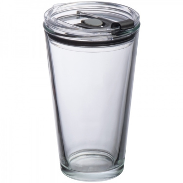 Logo trade promotional giveaways image of: Glass mug with lid WATTENSCHEID 400 ml