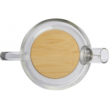 Logotrade promotional merchandise picture of: Glass jug with bamboo lid FRANKFURT 1000ml
