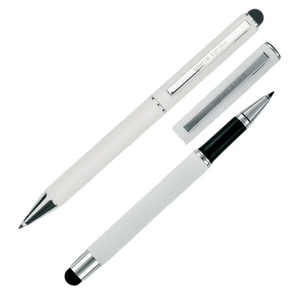 Logotrade promotional gift image of: Writing set ballpoint pen & roller soft touch CLAUDIE