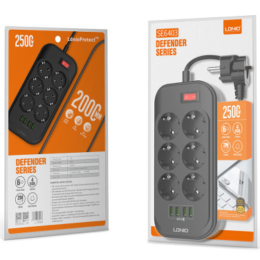 Logo trade advertising product photo of: Power strip with USB ports