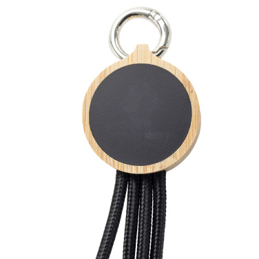 Logotrade corporate gift picture of: 4-in-1 cable with elighted logo in a wooden casing, LH-ZMU05