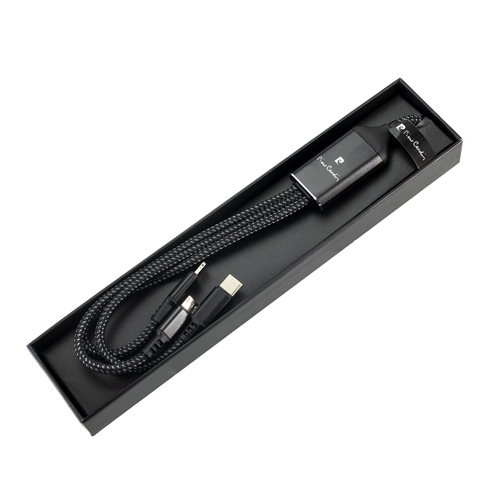 Logotrade promotional giveaway picture of: 3 in 1 cable with elighted logo Pierre Cardin