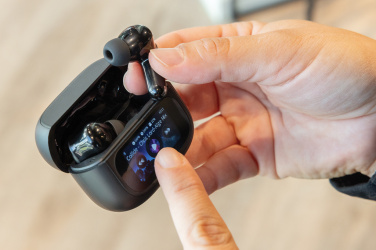 Logo trade corporate gifts picture of: Airtune RCS recycled plastic ANC earbuds with touch screen