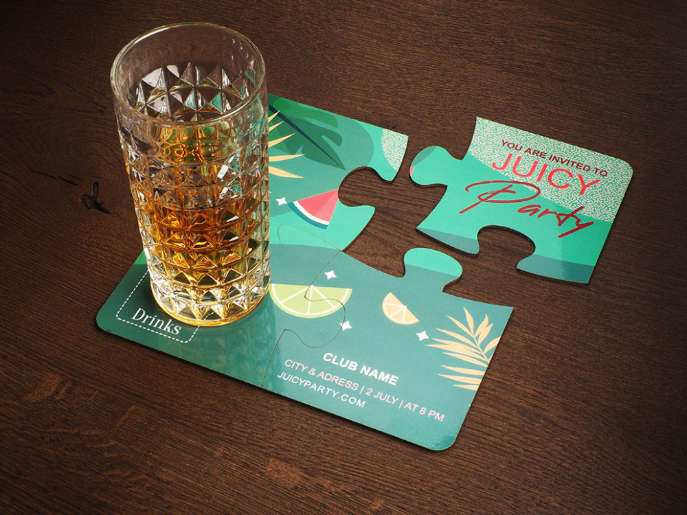 Logo trade promotional product photo of: Set of 4 PUZZLE glass coasters 1835117