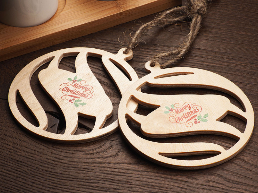 Logo trade promotional gifts image of: Wooden Christmas Decoration 1856121