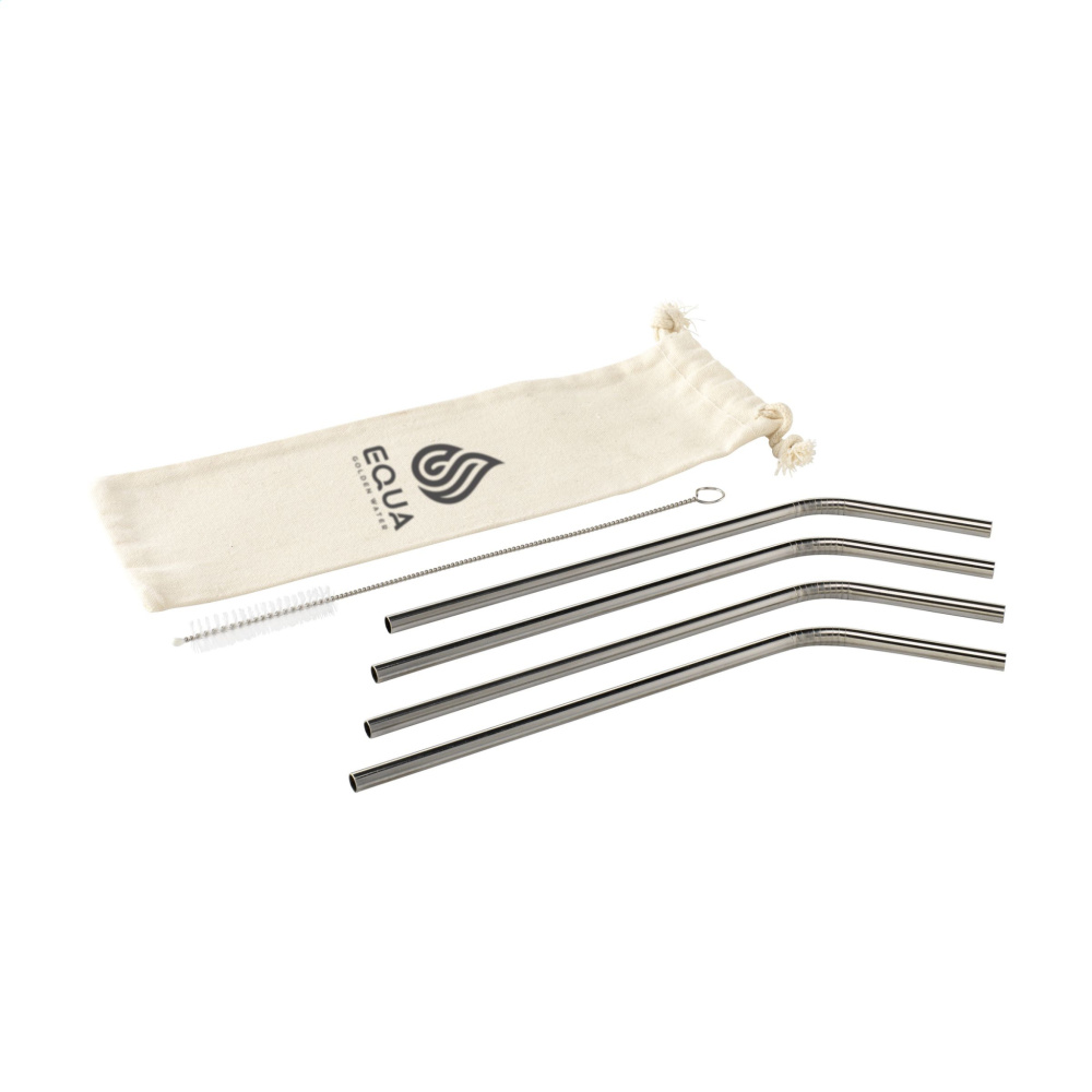 Logo trade advertising products picture of: ECO RVS 4 pieces ECO Straw Set stainless-steel straws