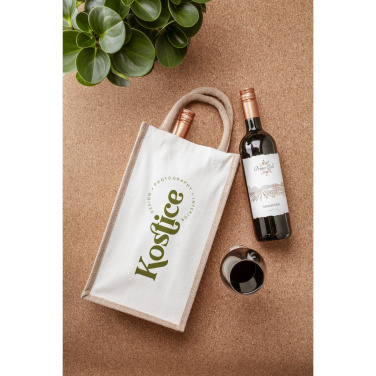 Logo trade promotional merchandise picture of: Jute Canvas Double Wine Bag