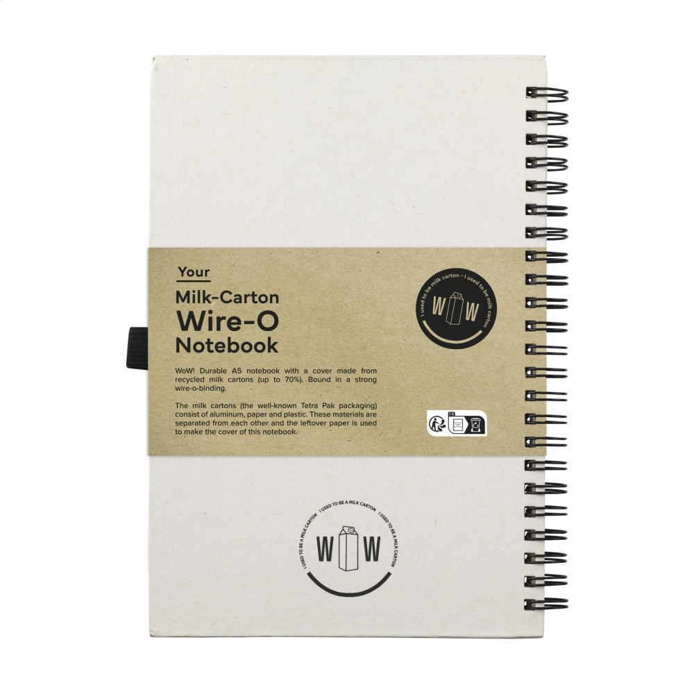 Logo trade promotional item photo of: Milk-Carton Wire-O Paper Notebook A5