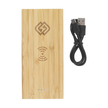 Logotrade corporate gift image of: Bamboo 8000 Wireless Powerbank wireless charger