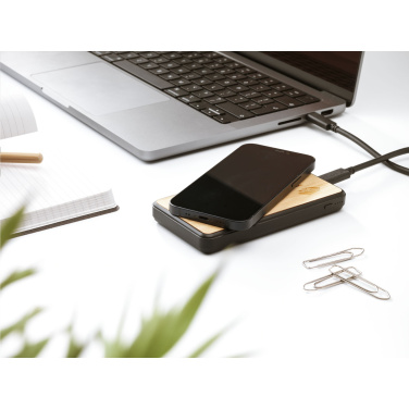 Logo trade promotional merchandise image of: Boru Bamboo RCS Recycled ABS Powerbank Wireless Charger