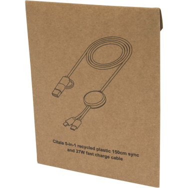 Logotrade promotional gift picture of: Citala 5-in-1 recycled plastic 150 cm data sync and 27W fast charge cable