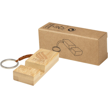 Logo trade corporate gifts picture of: Bosona bamboo phone holder with keychain