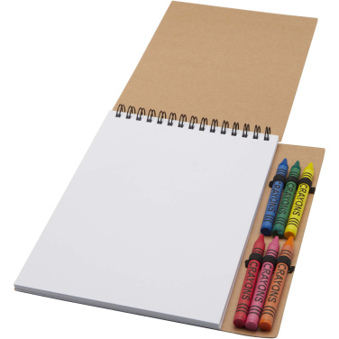 Logo trade promotional products image of: Doodle A5 spiral soft cover notebook and crayon set