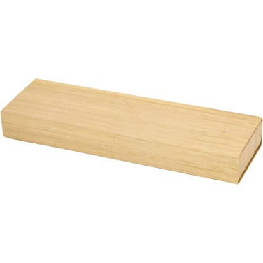 Logo trade advertising products image of: Oblys bamboo ballpoint pen and mechanical pencil set (black ink)