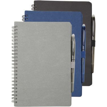 Logo trade promotional products image of: Slate reusable soft cover notebook and pen set (black ink)