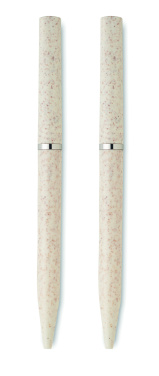 Logo trade business gifts image of: Wheat straw/ABS twist pen set