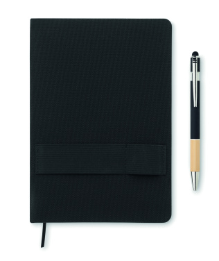 Logo trade promotional merchandise picture of: A5 RPET notebook with pen