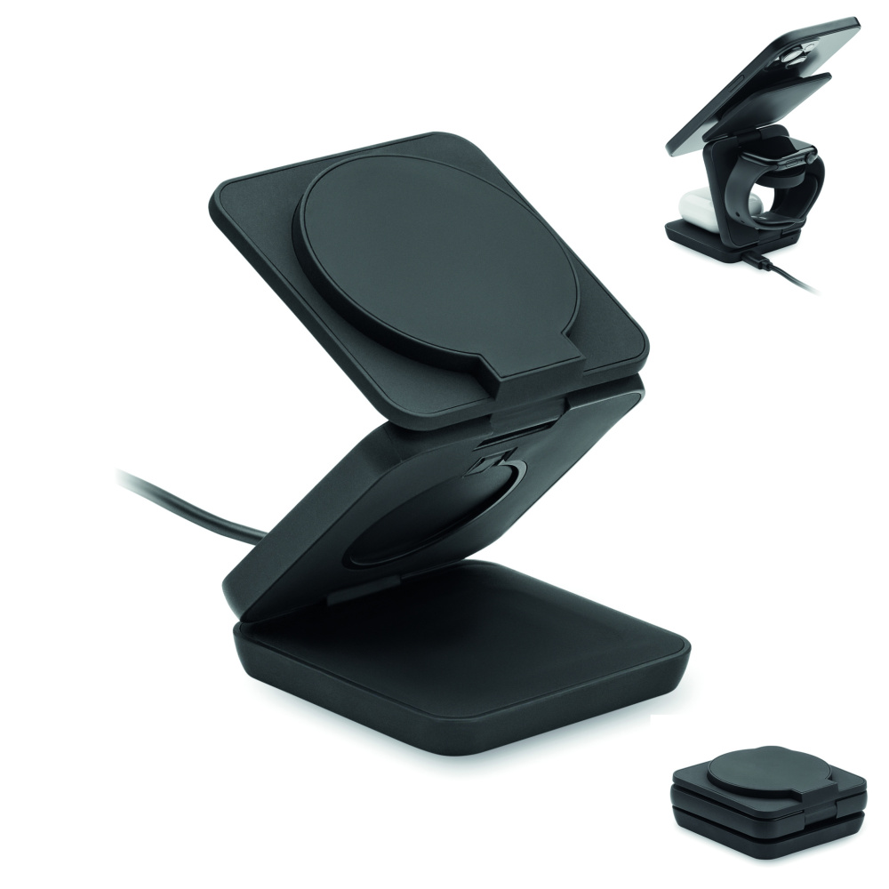 Logo trade business gift photo of: 3in1 foldable charging station