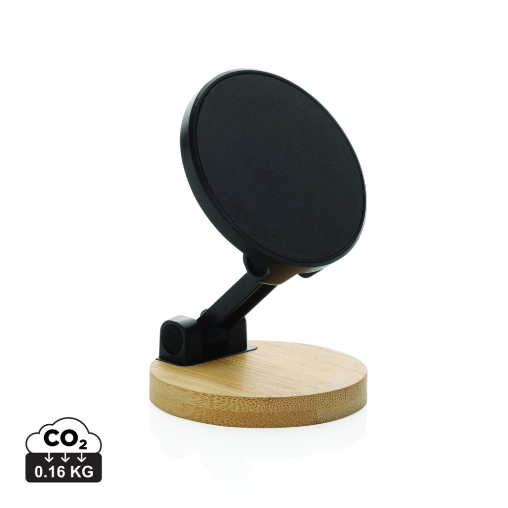 Logotrade promotional item image of: Magmount RCS recycled plastic and bamboo phone stand