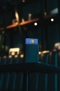 Logo trade promotional products image of: Seekcard RCS rpolyester card wallet with worldwide locating