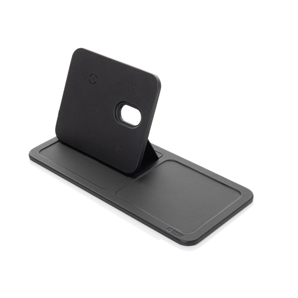 Logotrade promotional product picture of: Swiss Peak 3 in 1 RCS recycled PU wireless charger desk tray