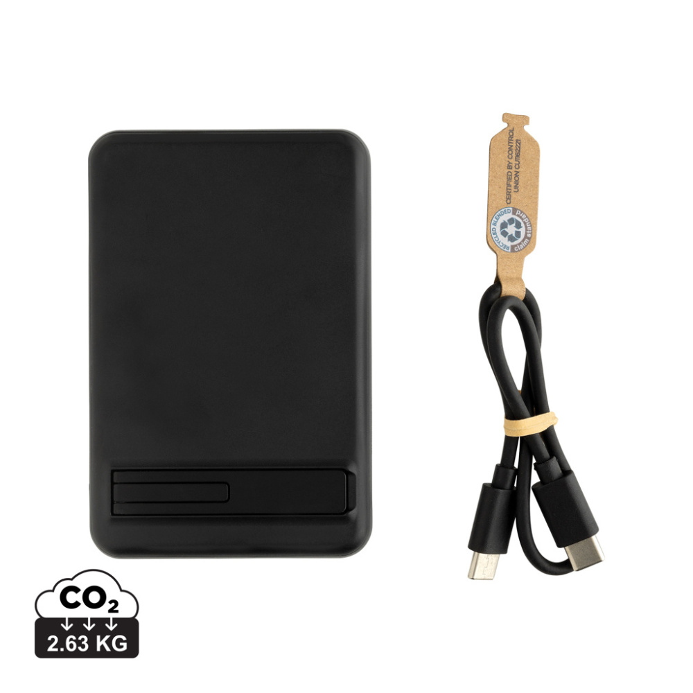 Logo trade promotional merchandise picture of: Zen RCS rplastic 5000 mah 5W magnetic bamboo powerbank