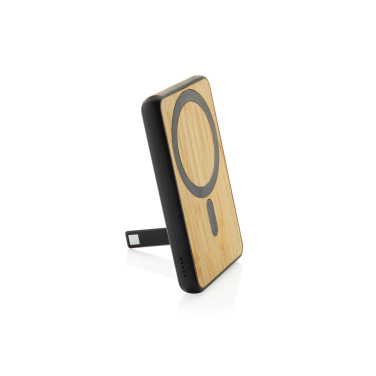 Logo trade business gifts image of: Zen RCS rplastic 5000 mah 5W magnetic bamboo powerbank