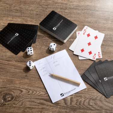 Logo trade promotional merchandise image of: Set of playing cards and dice MURRAY Schwarzwolf