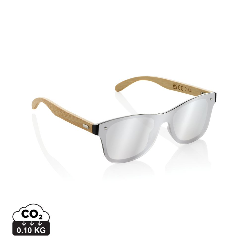 Logo trade business gifts image of: Prism RCS recycled plastic sunglasses with bamboo frame