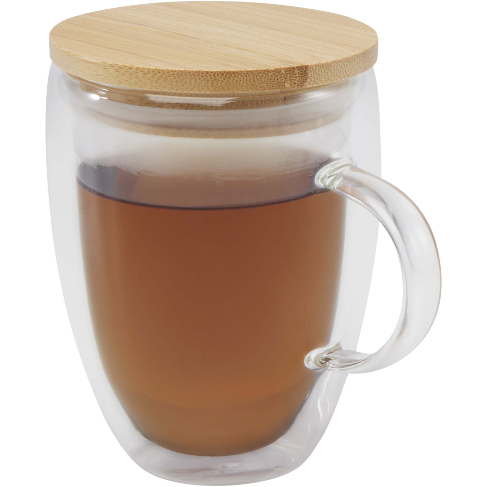 Logo trade advertising products picture of: Leona 350 ml glass cup with bamboo lid