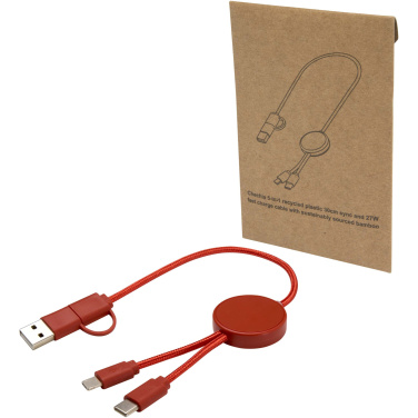Logo trade business gift photo of: Citala 5-in-1 recycled plastic 30 cm data sync and 27W fast charge cable