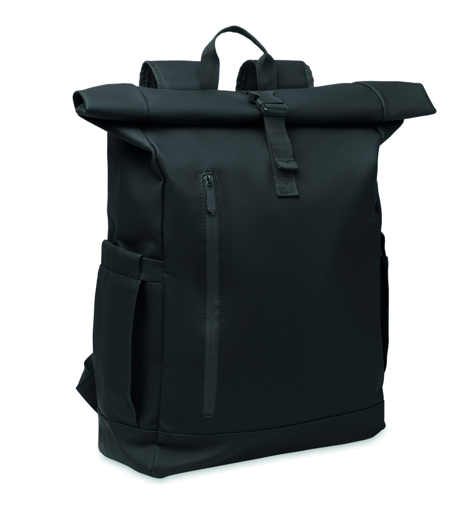Logo trade promotional giveaways image of: Rolltop laptop rucksack 600D