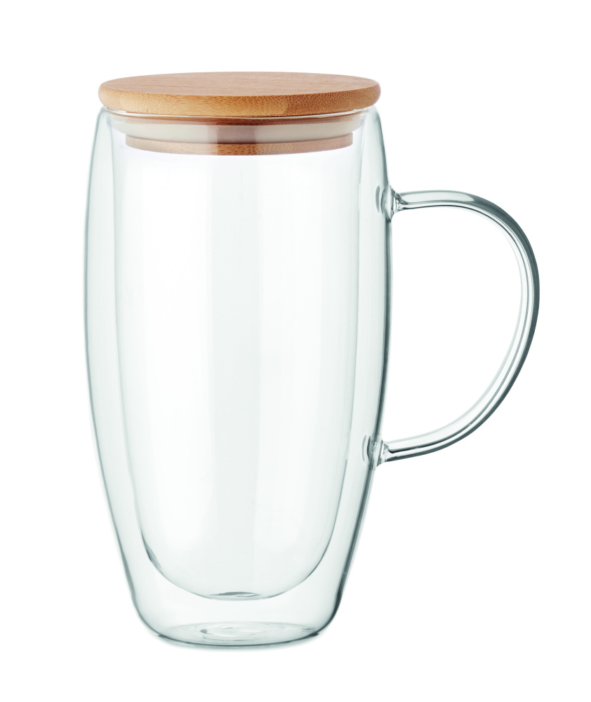 Logo trade promotional items image of: Double wall glass mug 450ml
