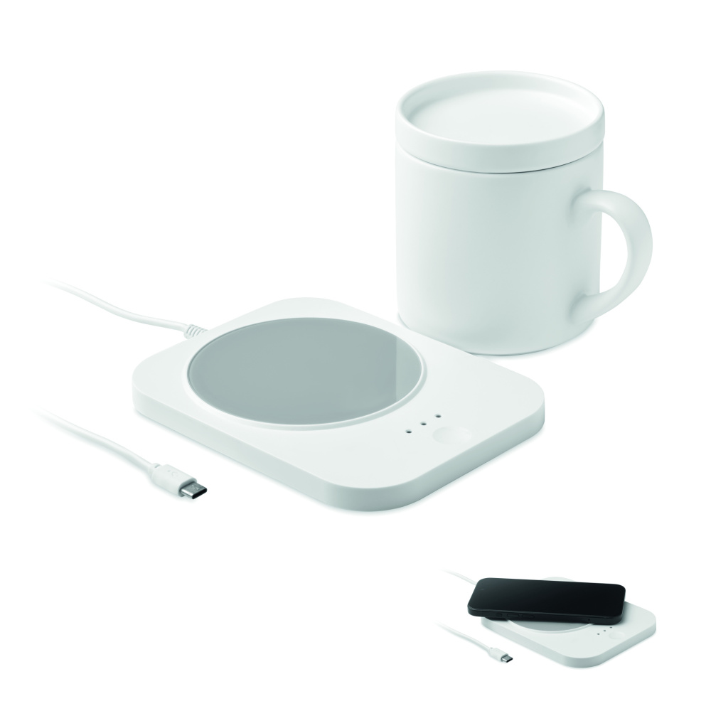 Logo trade promotional giveaway photo of: Wireless charger mug warmer set