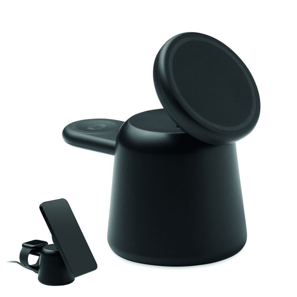 Logo trade promotional gift photo of: 3 in 1 wireless charger 15W